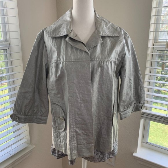 Chico's Womens Jacket and Tank Top Set Size 1 Medium Gray Silver Metallic Travel - Picture 4 of 13